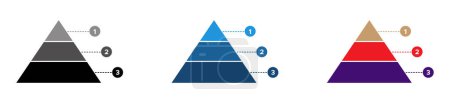 Ilustración de Trendy tres niveles pirámide vector iconos diseño colección - Imagen libre de derechos