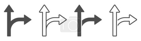 Ilustración de Elección de iconos vectoriales conjunto. Línea de ruta alternativa y símbolos planos rellenos - Imagen libre de derechos