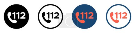 Illustration for 112 emergency call flat vector icons - Royalty Free Image