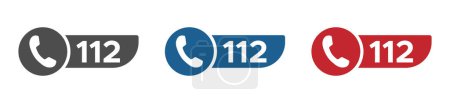 Illustration for 112 emergency call graphic vector icons set - Royalty Free Image