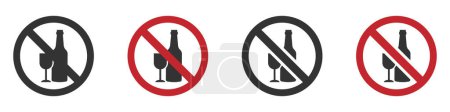 Kein Alkoholvektor flache Symbolschilder gesetzt