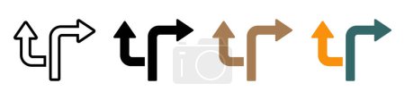 Ilustración de Elección de iconos vectoriales conjunto. Línea de ruta alternativa y símbolos planos rellenos - Imagen libre de derechos
