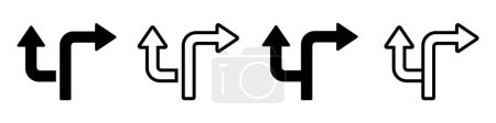 Ilustración de Elección de iconos vectoriales conjunto. Línea de ruta alternativa y juego de símbolos planos rellenos - Imagen libre de derechos