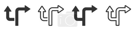 Ilustración de Elección de iconos de vector plano conjunto. Línea de ruta alternativa y juego de símbolos planos rellenos - Imagen libre de derechos