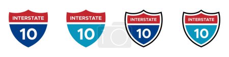 Téléchargez les illustrations : Panneaux vectoriels autoroute Interstate 10 - en licence libre de droit