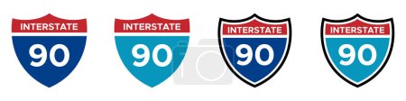 Illustration for Interstate 90 highway vector signs - Royalty Free Image
