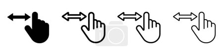  Screen touch swipe finger flat line and filled vector icons