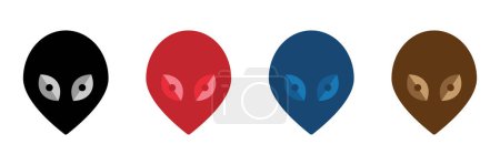 Ilustración de Colorido alien cabeza vector iconos conjunto - Imagen libre de derechos