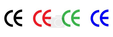 colorful CE mark icons set