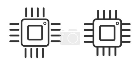 Ensemble d'icônes vectorielles de microprocesseur informatique