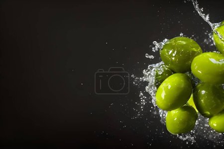Téléchargez les photos : Healthy Fresh Olives with a Splash of Water - en image libre de droit