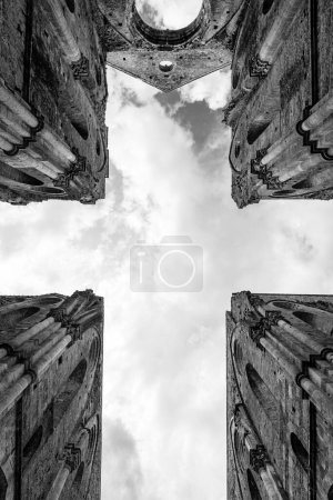Photo for San Galgano cathedral, Montesiepi, Italy - black and white picture - Royalty Free Image