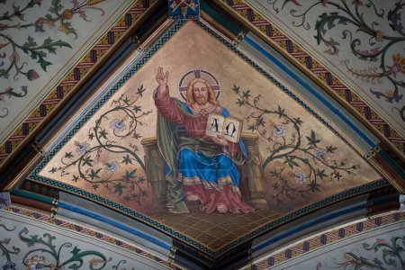 Photo for SPISSKA KAPITULA, SLOVAKIA - AUG 9, 2023: Painting on ceiling of Saint Martin's Cathedral in Spisska Kapitula, Slovakia - Royalty Free Image