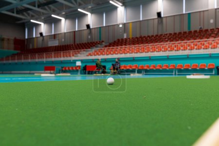 Photo for Indoor bowls carpets. Also known as lawn bowls or lawn bowling - Royalty Free Image
