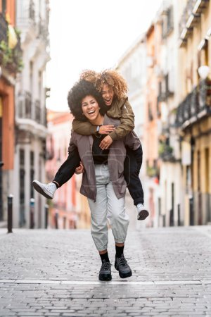 Photo for Stock photo of cool afro girls smiling and having fun in the city. - Royalty Free Image
