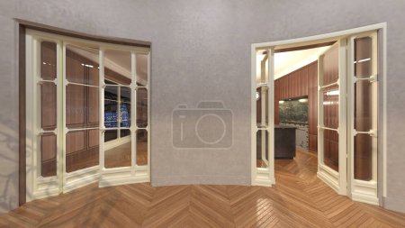 Photo for 3D rendering of the living room with night view - Royalty Free Image