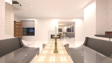 Photo for 3D rendering of the living room with night view - Royalty Free Image