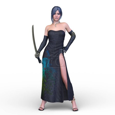 Photo for 3D rendering of a female fencer - Royalty Free Image