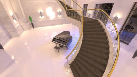 Photo for 3D rendering of the living room with grand piano - Royalty Free Image