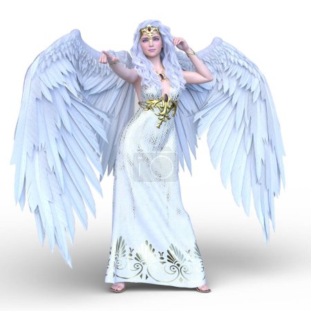 3D rendering of an angel with outstretched wings