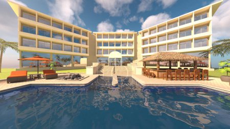 3D rendering of the resort hotel