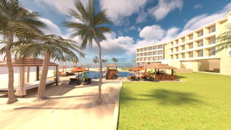 Foto de Representación 3D del hotel resort - Imagen libre de derechos