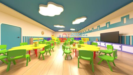 Foto de Representación 3D del aula de kindergarten - Imagen libre de derechos
