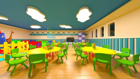 Foto de Representación 3D del aula de kindergarten - Imagen libre de derechos