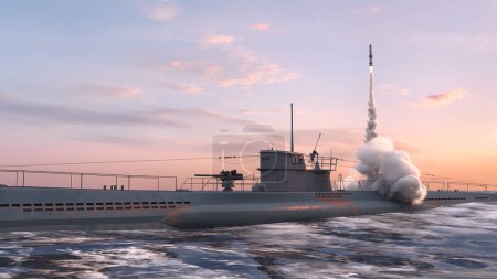 Photo for 3D rendering of the ballistic missile submarine - Royalty Free Image