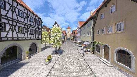 Photo for 3D rendering of the cobblestone streets - Royalty Free Image