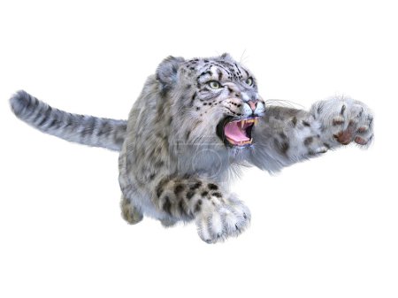 Téléchargez les photos : Rendu 3D d'un léopard des neiges - en image libre de droit