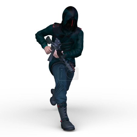 3D rendering of a masked soldier