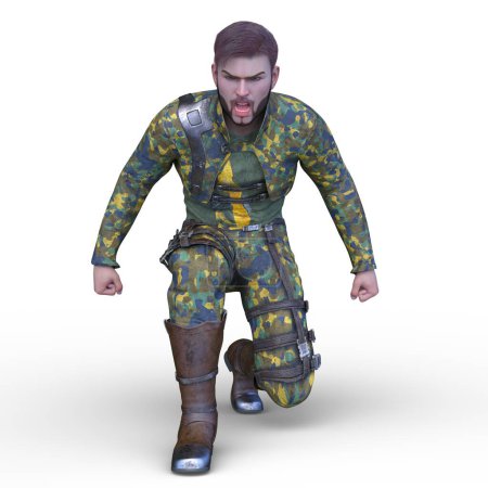 Representación 3D de un guerrero
