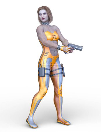 3D rendering of a female warrior