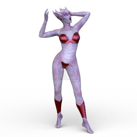 3D rendering of a female alien