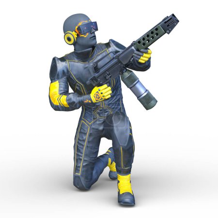 3D-Darstellung eines Cyber-Kriegers