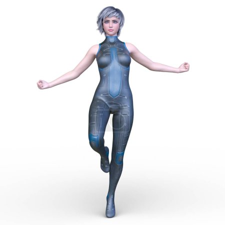 3D-Darstellung einer Cyber-Frau