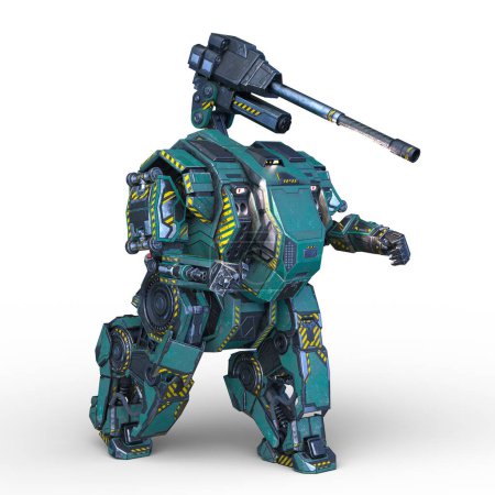 Téléchargez les photos : Rendu 3D d'un robot de combat - en image libre de droit