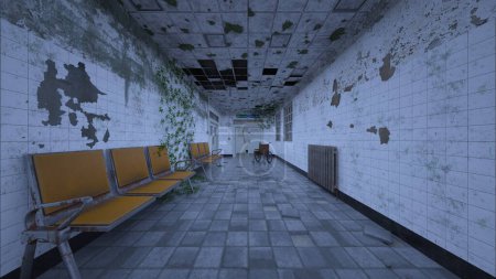 Foto de Representación 3D del edificio abandonado con el interior áspero - Imagen libre de derechos