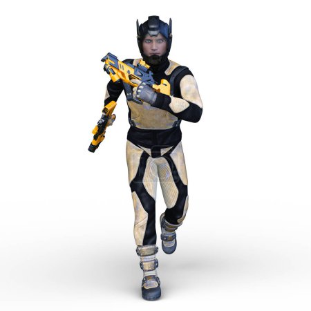 3D rendering of a cyber warrior