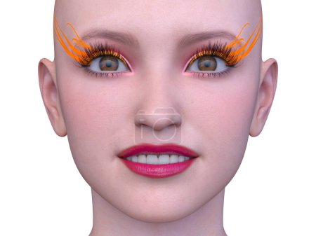 3D-Darstellung des Gesichts einer Frau in Nahaufnahme