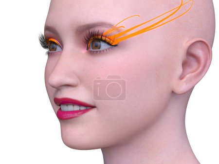 3D rendering of a woman's face close-up
