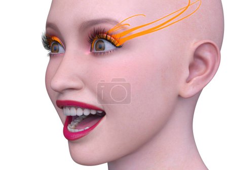 3D rendering of a woman's face close-up