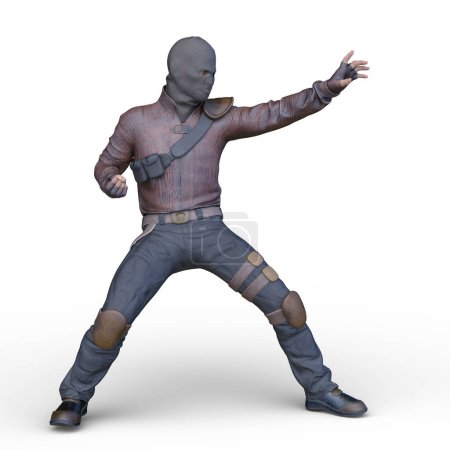 3D-Darstellung eines maskierten Soldaten