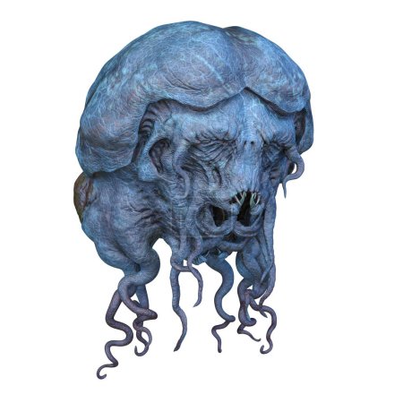 Representación 3D de una cabeza alienígena