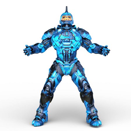 3D-Rendering eines Skelett-Gesichtsroboters