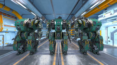 3D-Rendering eines Kampfroboters