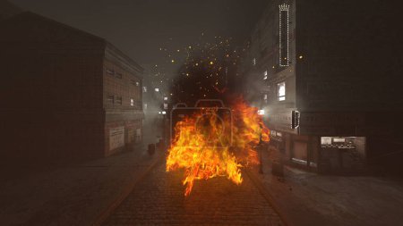 3D rendering of the fire scene