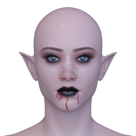 3D rendering of a female alien face