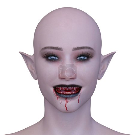 3D rendering of a female alien face